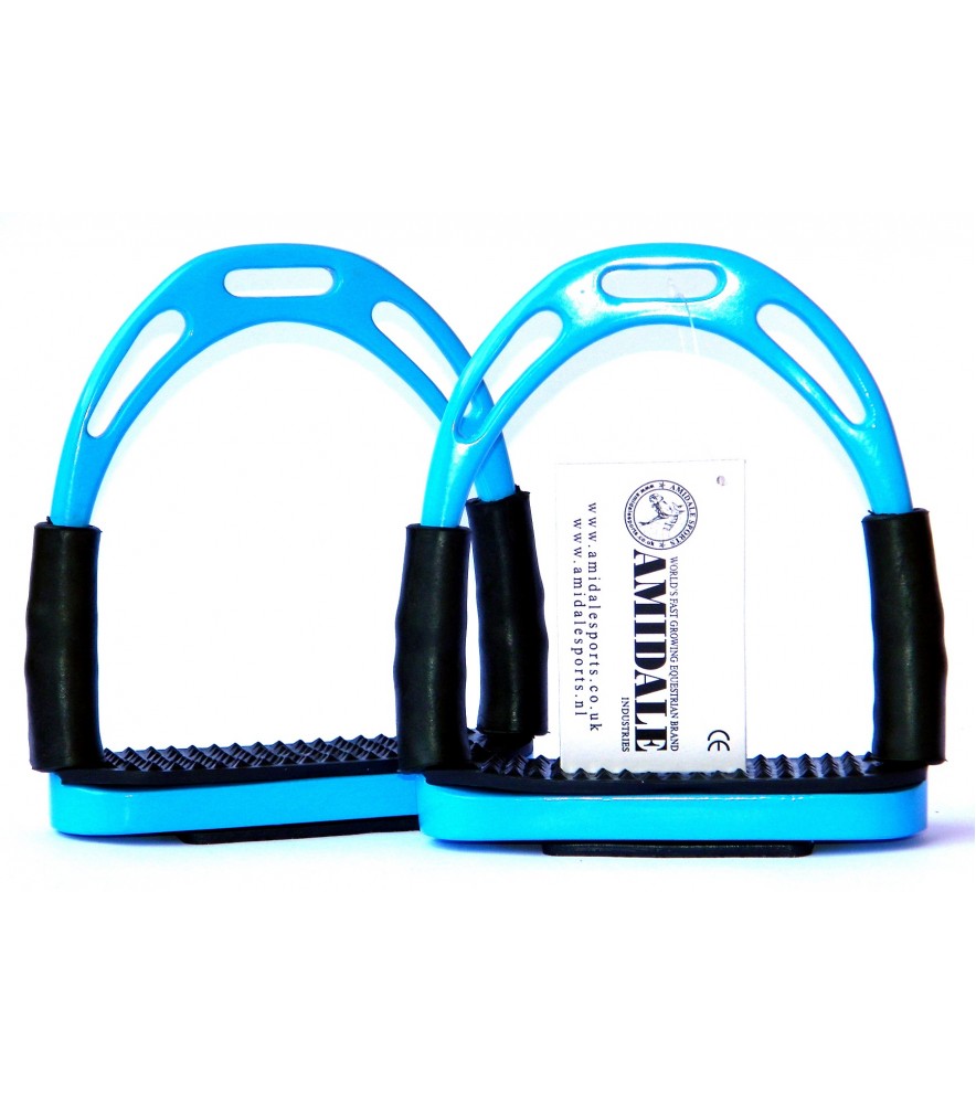 POLYMER STIRRUPS WITH MATCHING COLOUR TREADS IN SKY BLUE COLOUR FROM AMIDALE 
